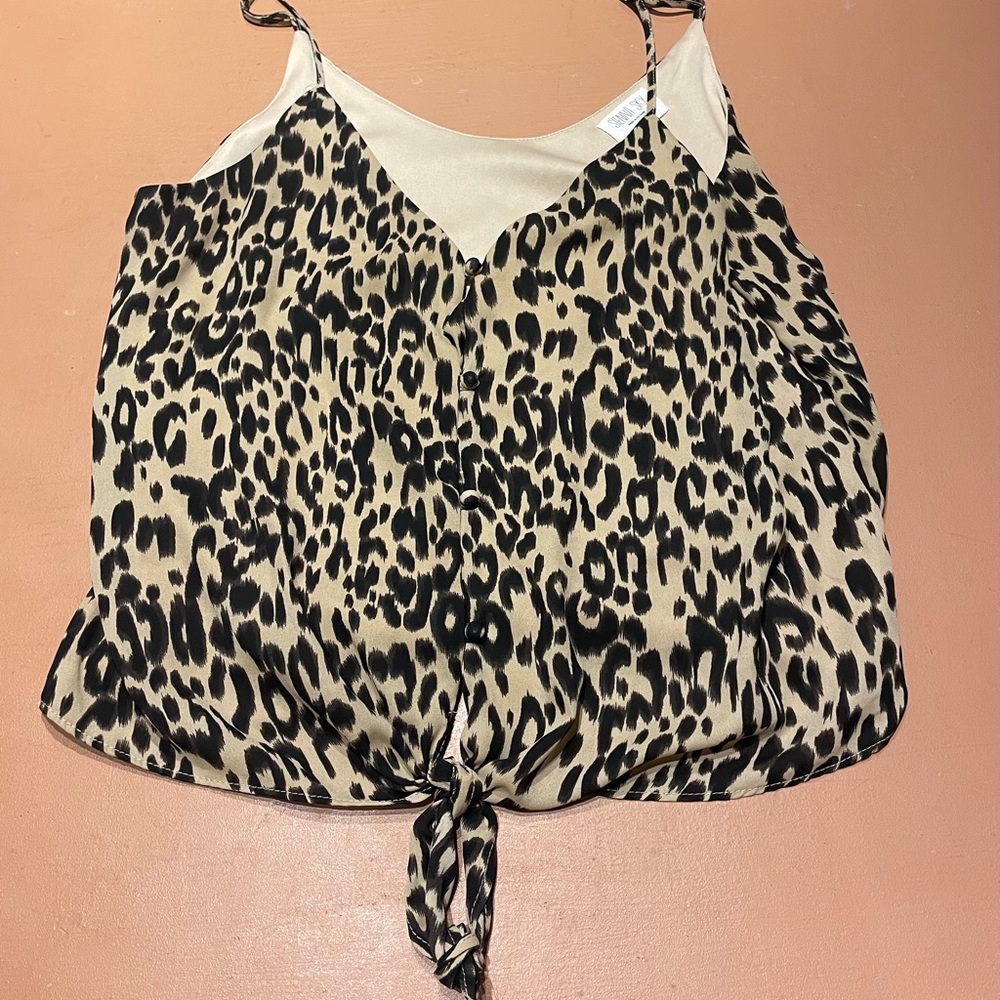 Sienna Sky Black and White Tie Front Camisole